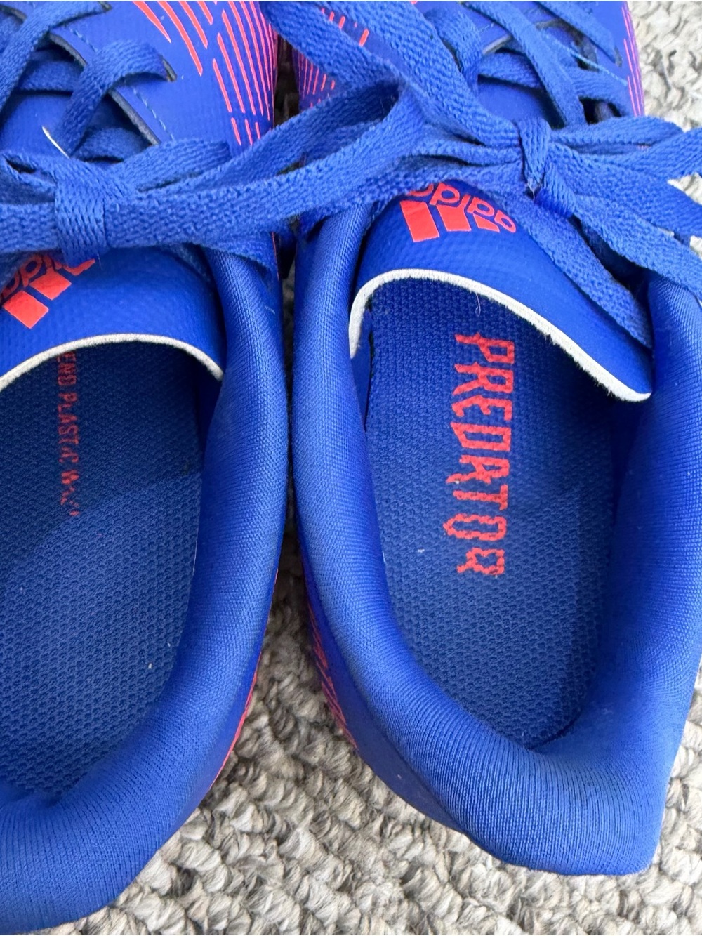 Adidas Predator blue orange lace up kids junior soccer cleats 3 - Picture 7 of 11